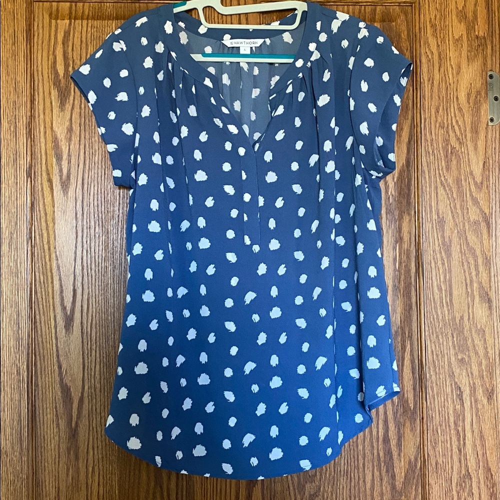 41 Hawthorn Navy and White Patterned Blouse size L